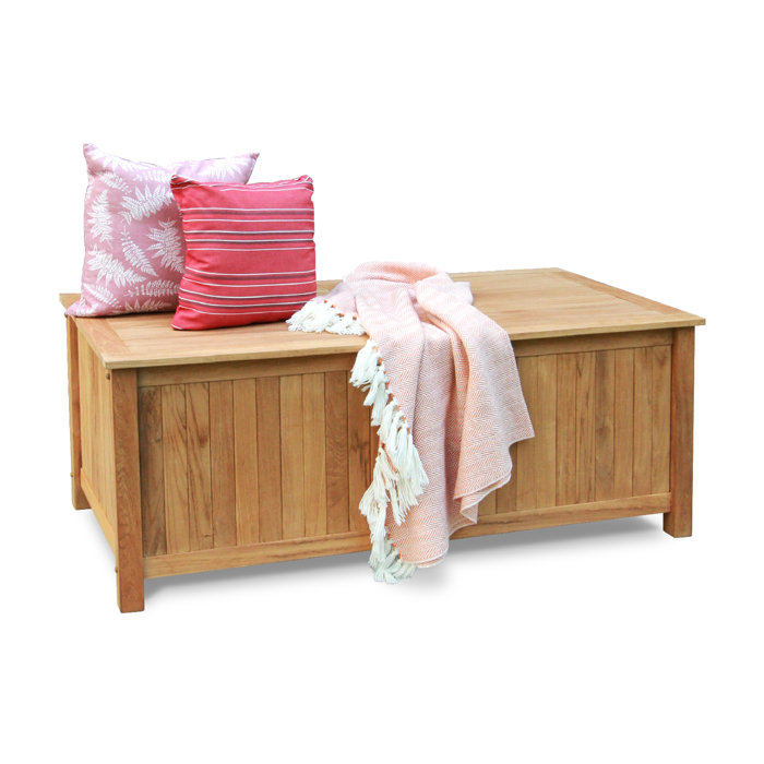 Birch Lane™ Summerton Teak Solid Wood Deck Box in Natural Teak & Reviews Wayfair